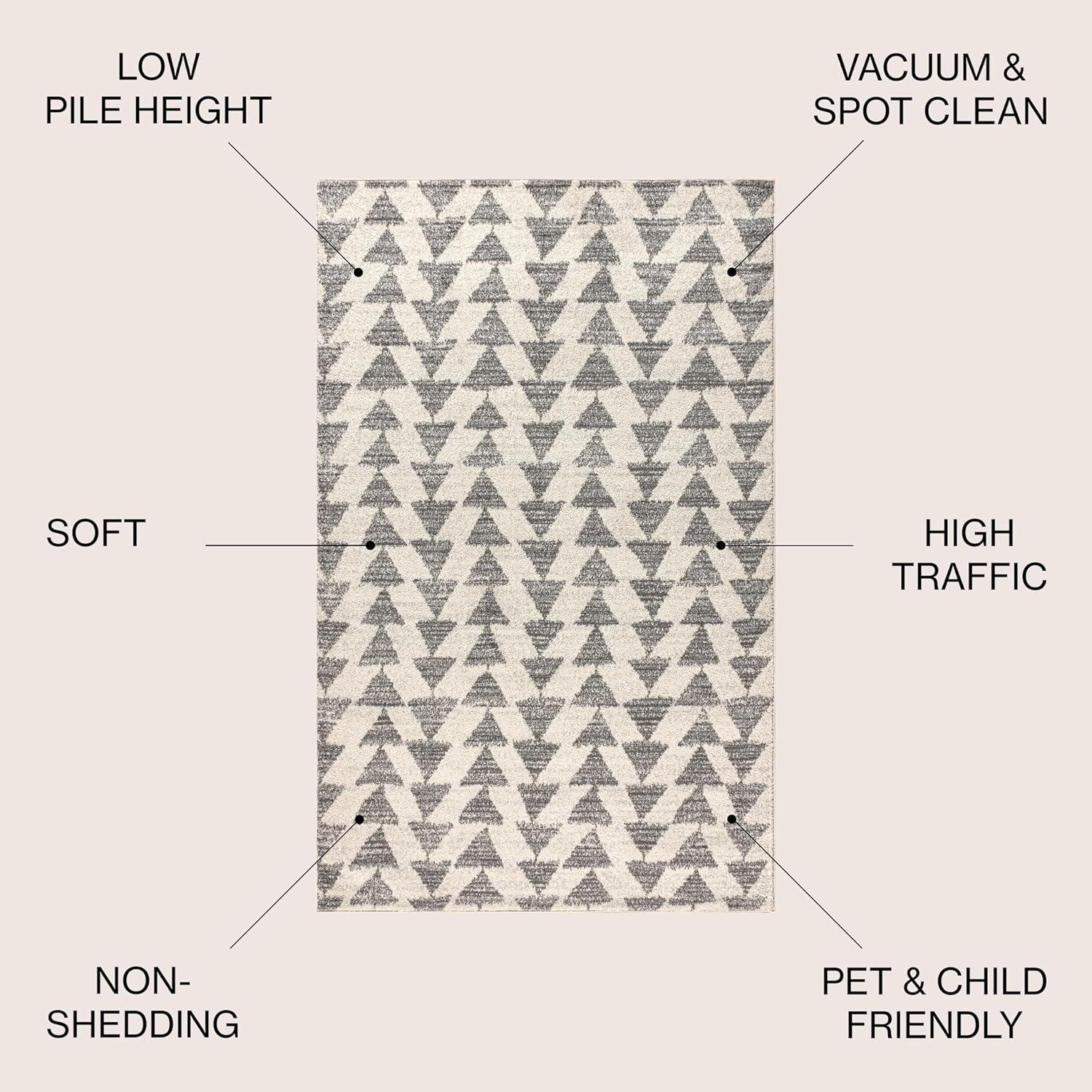 5'x8' Aisha Moroccan Triangle Geometric  Area Rug, Cream/Gray - JONATHAN Y