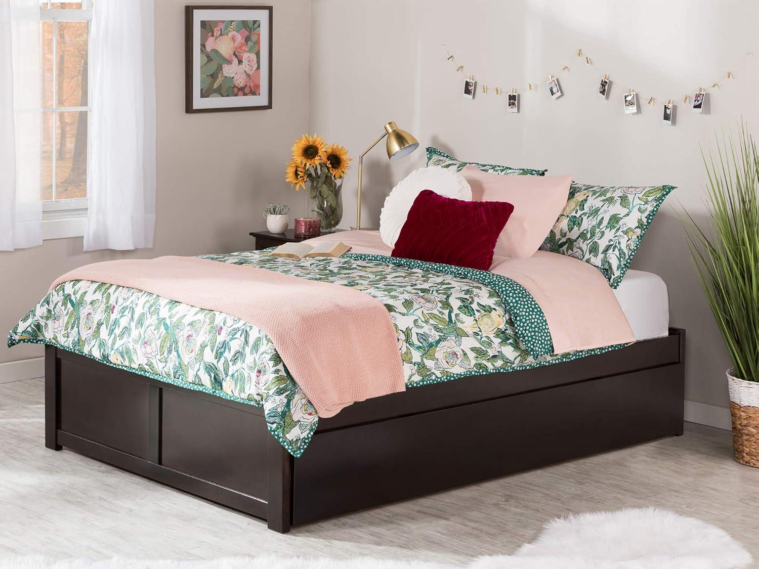 Concord Queen Bed with Footboard and Twin Extra Long Trundle in Espresso