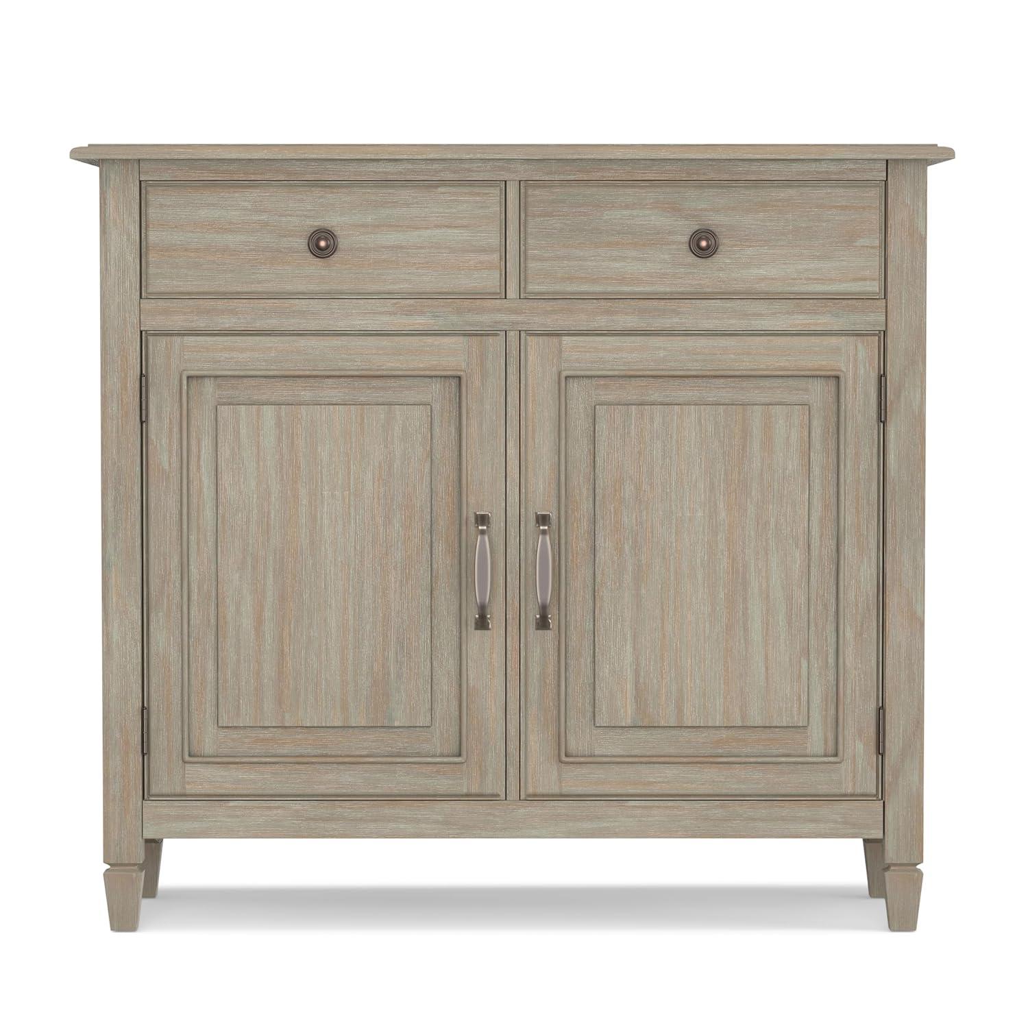Simpli Home Connaught 40"W Solid Wood 2-Shelf Entryway Storage Cabinet with 2 Storage Drawers