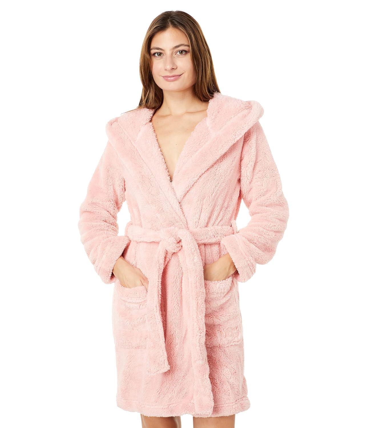 Soft Kiss L Hooded Sherpa Fleece Robe with Pockets