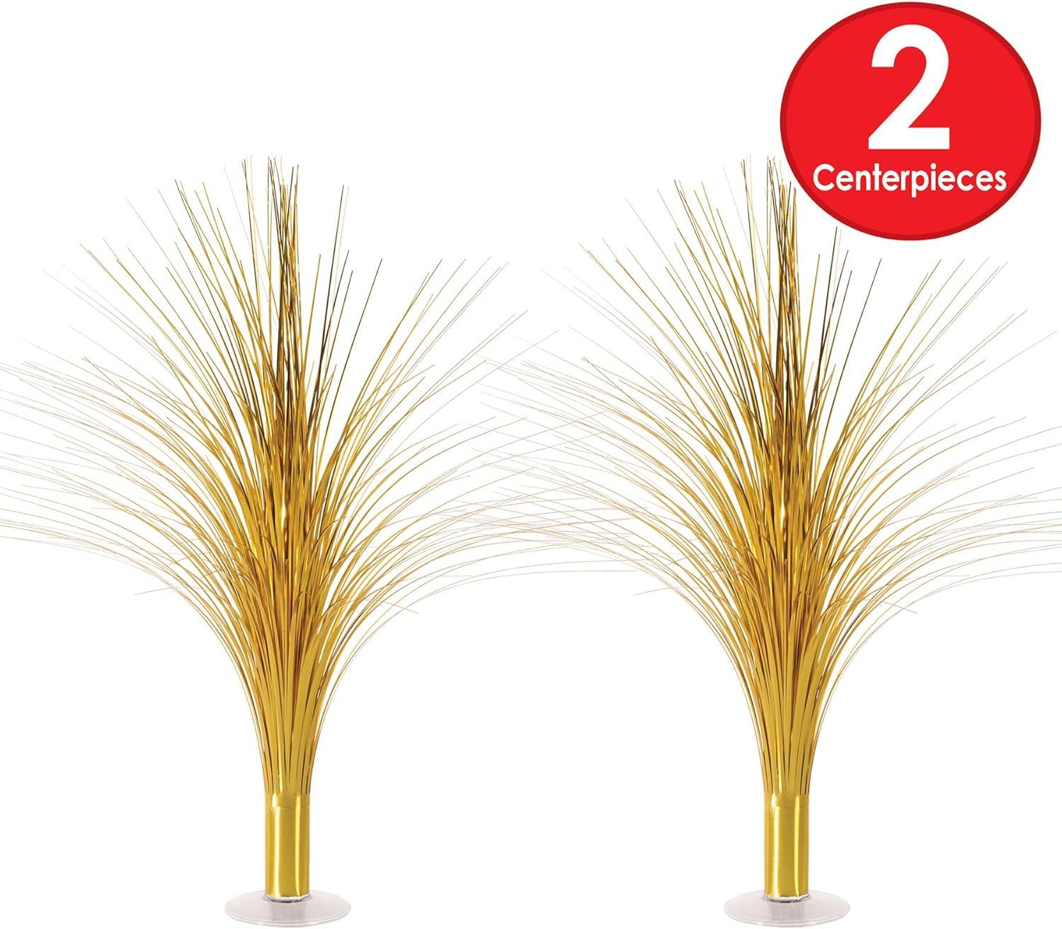 Beistle 2-Pack Metallic Spray Centerpiece, Shimmering Gold Decoration for New Years, Awards Night, & Birthday Parties, Table Decor for Events, 19”
