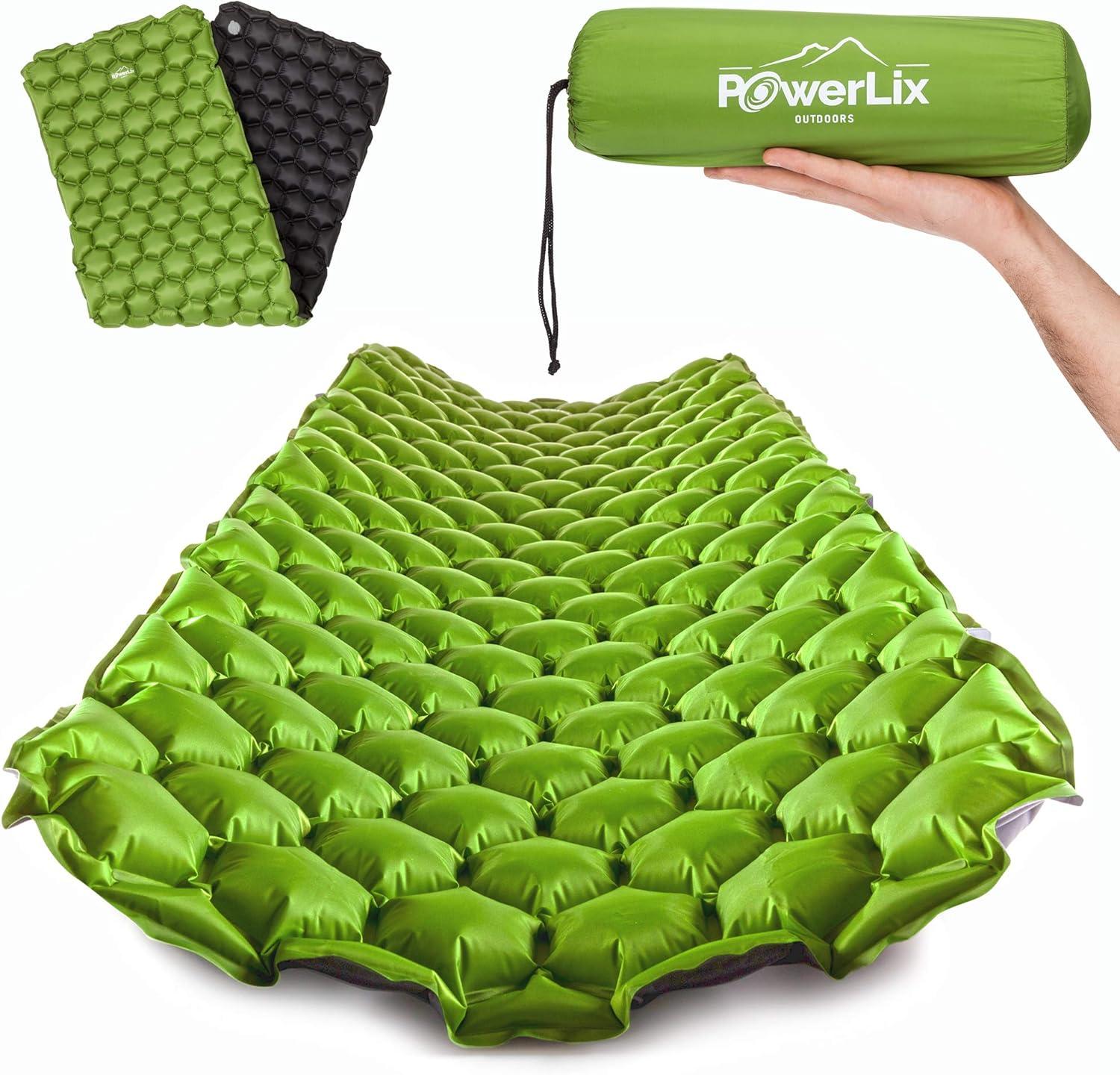 PowerLix Black Ultralight Inflatable Camping Sleeping Pad with Repair Kit