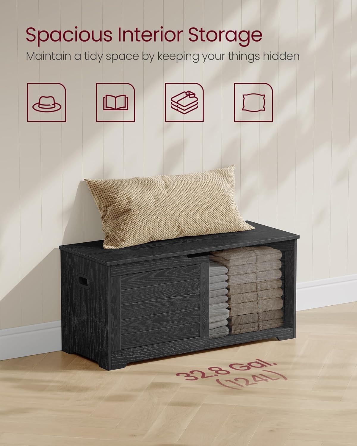 Killeryuki Storage Chest, Storage Trunk with 2 Safety Hinges, Storage Bench, Shoe Bench, Farmhouse Killeryuki, 15.7 x 39.4 x 18.1 Inches, for Entryway, Bedroom, Living Room, Ebony Black ULSB061B01