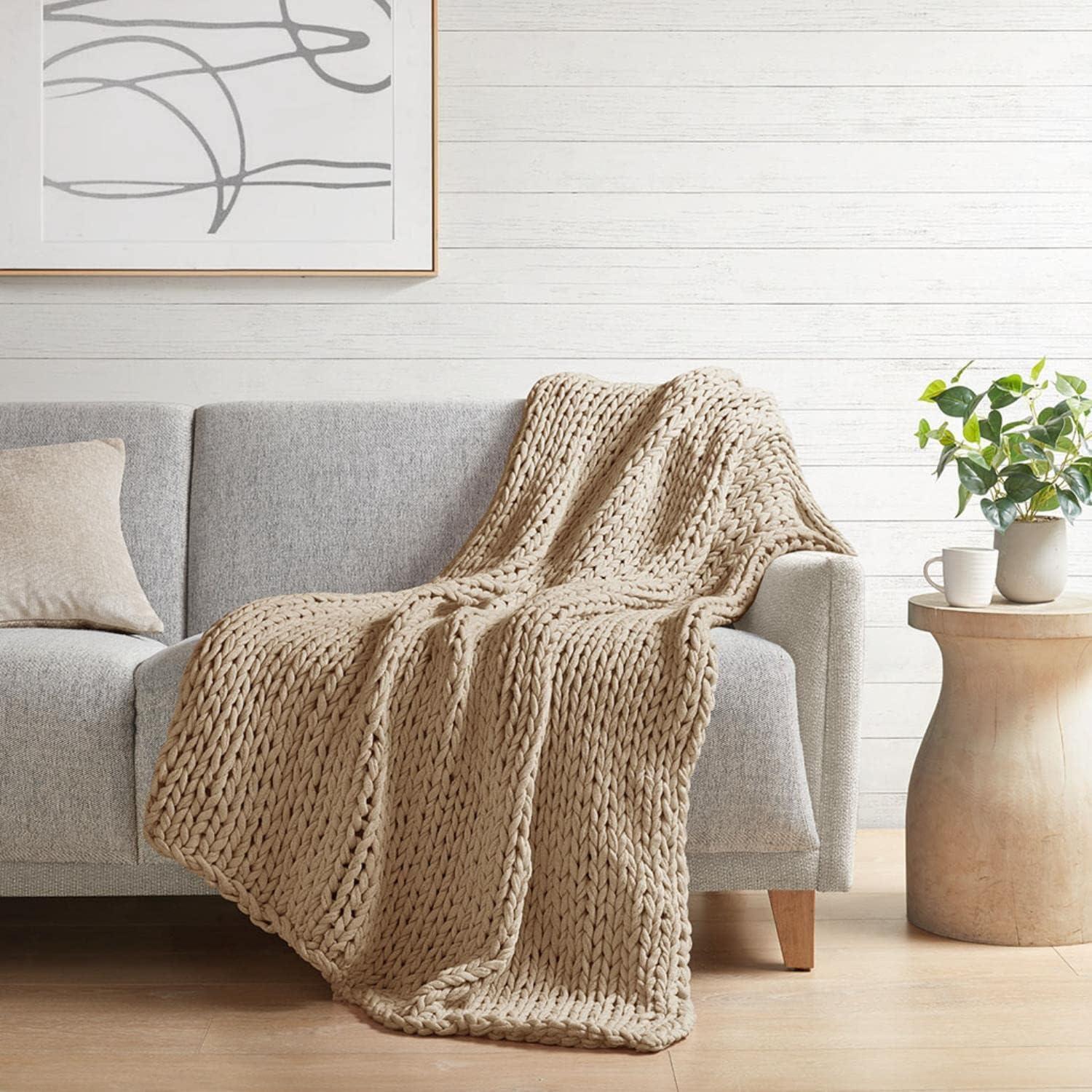 50"x60" Chunky Double Knit Handmade Throw Blanket - Madison Park