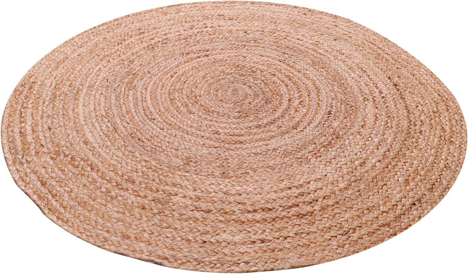 Nuloom 4 Round Rigo Jute Hand Woven Indoor Area Rug, Natural, Solid Farmhouse Design, Natural Fiber Bedroom, Living Room, Kitchen,