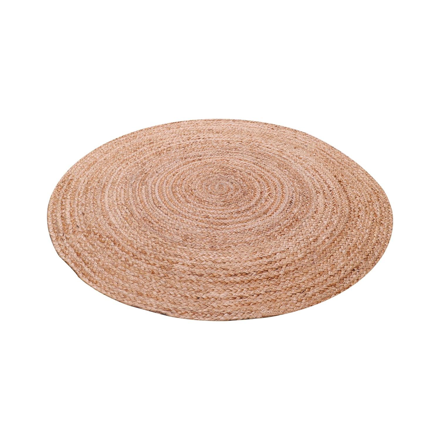 Nuloom 4 Round Rigo Jute Hand Woven Indoor Area Rug, Natural, Solid Farmhouse Design, Natural Fiber Bedroom, Living Room, Kitchen,