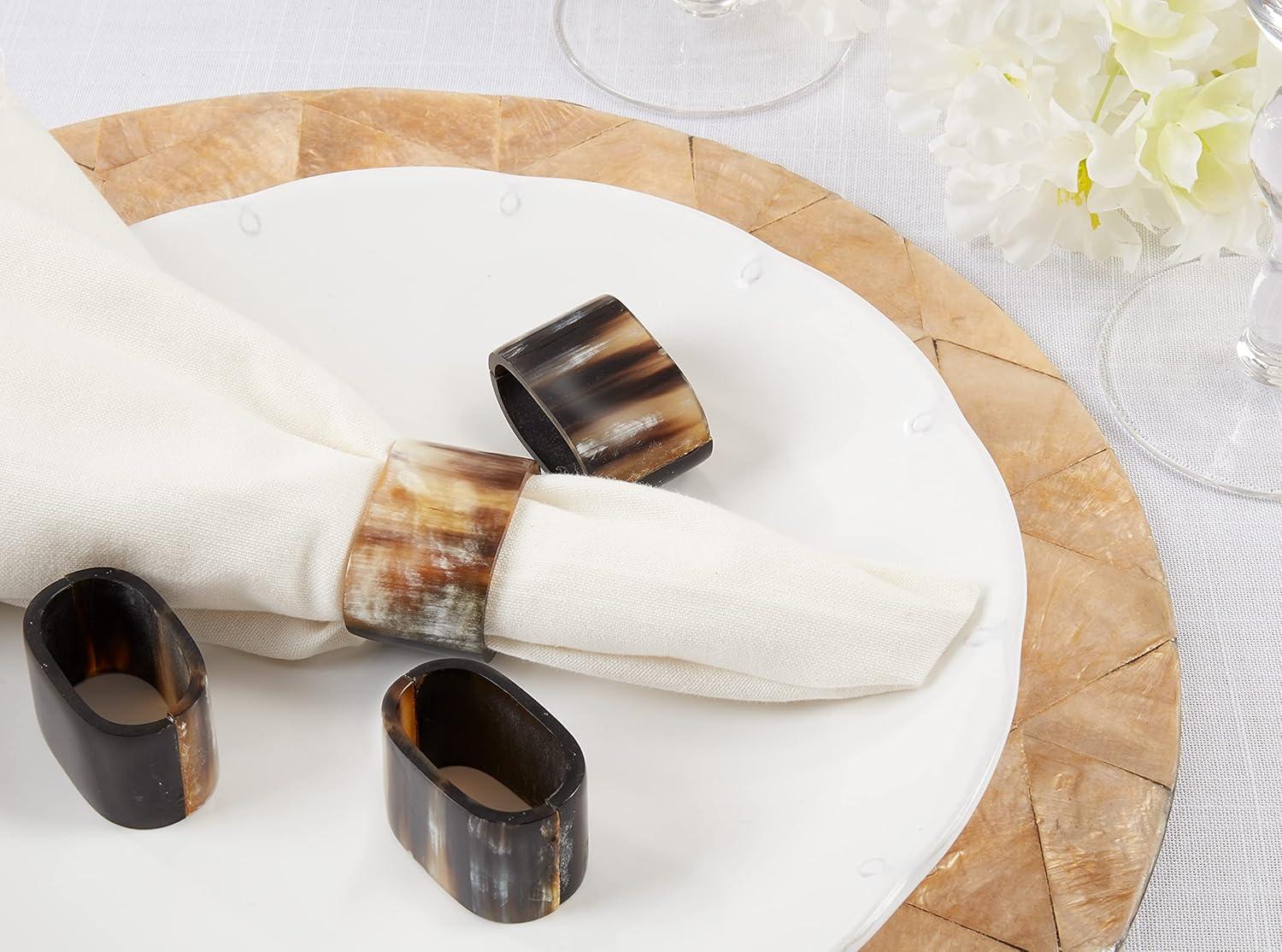 Saro Lifestyle Oval Horn Napkin Ring (Set of 4)