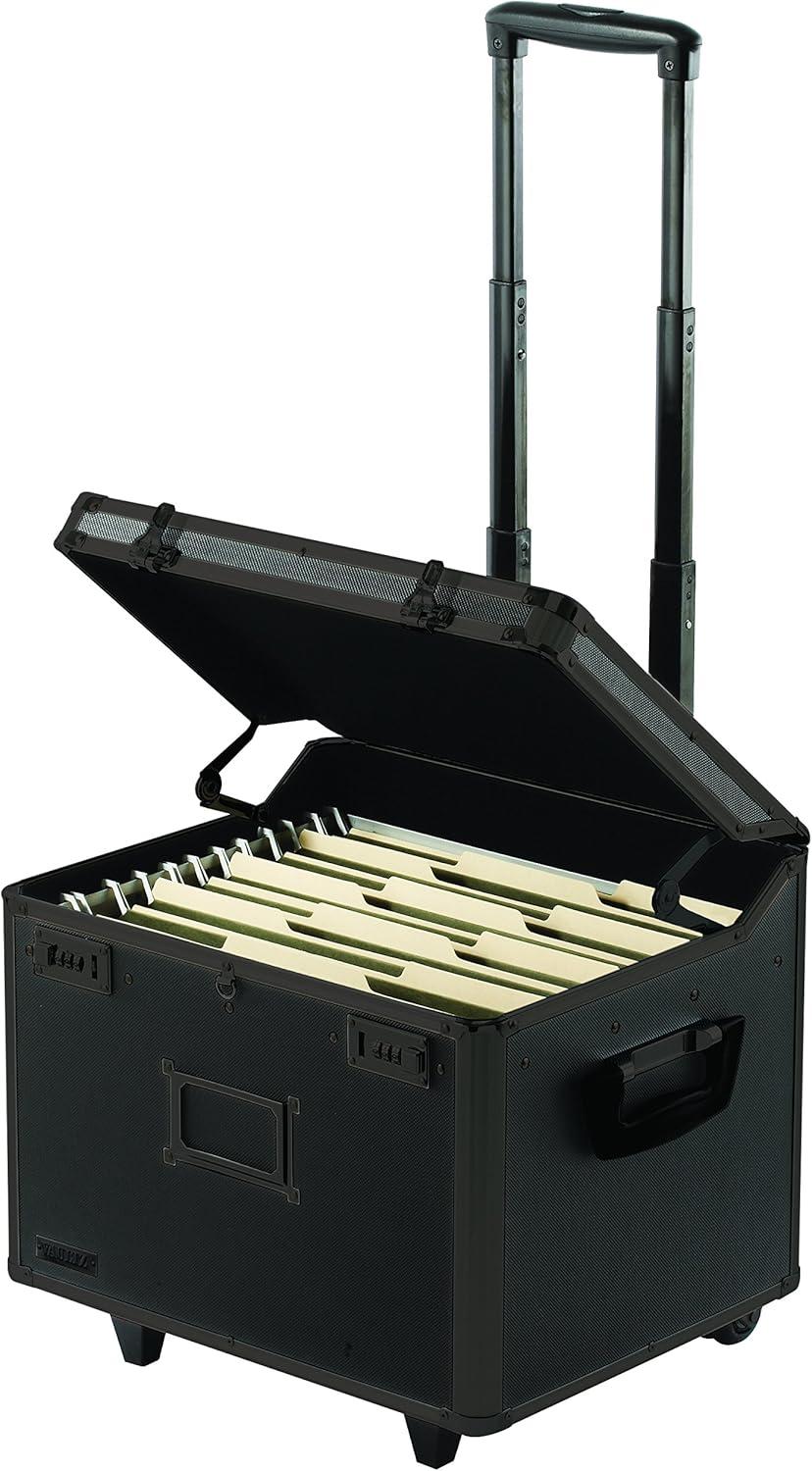 Vaultz Locking Mobile File Chest, Letter/Legal Files, 17.5" x 15.5" x 14.5", Black