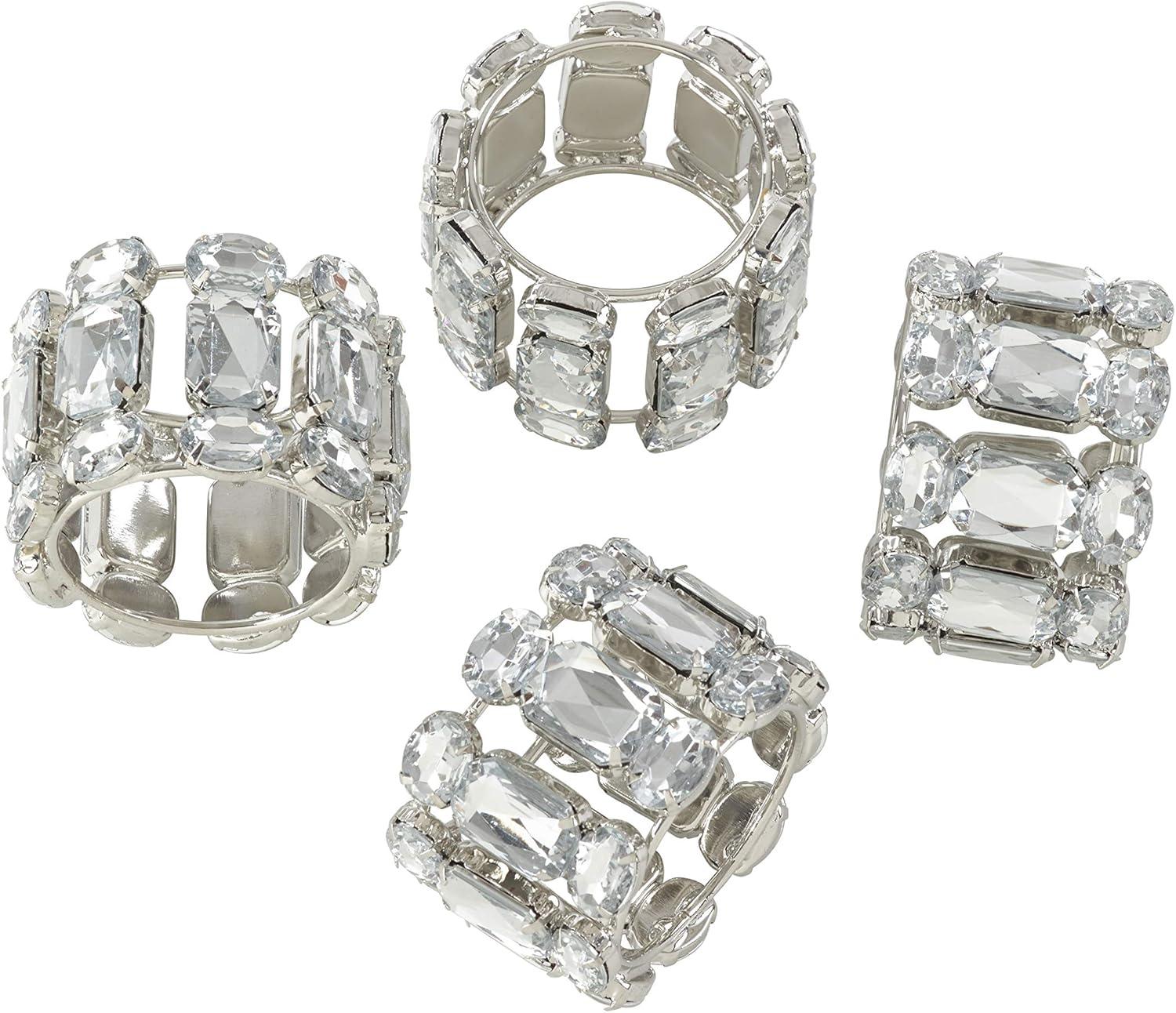 Saro Lifestyle Jeweled Gem Glam Bling Elegant Event Napkin Ring - Set of 4