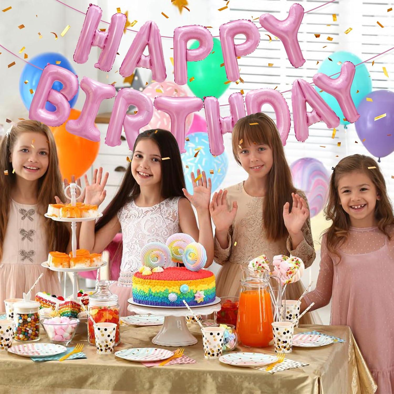 comerut 16inch Happy Birthday Letter Aluminum Foil Balloons Decoration Party Supplies