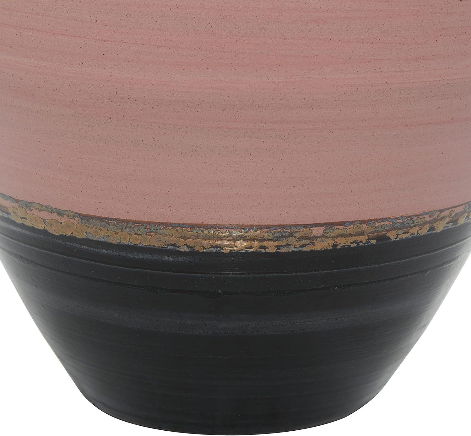 DecMode 15" Pink Ceramic Vase with Blue Tops