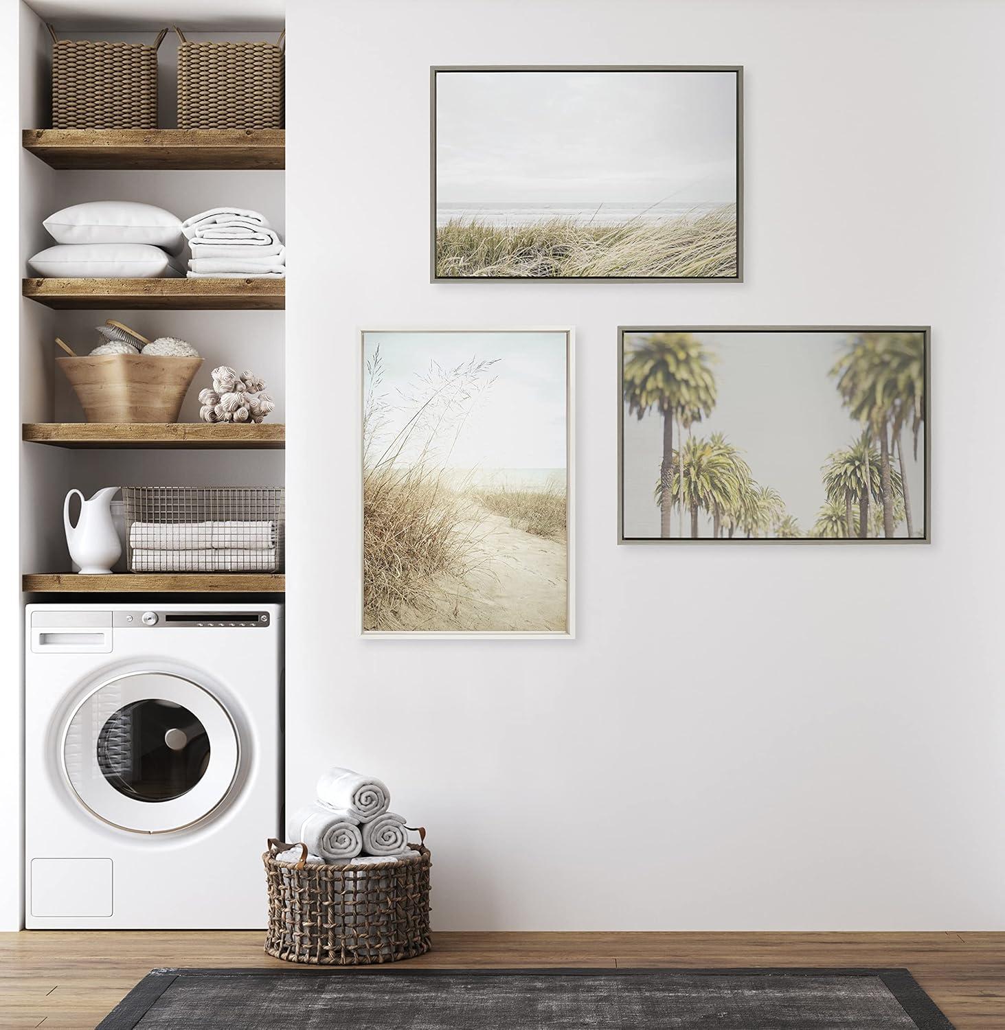 23" x 33" Sylvie East Beach Framed Canvas by Amy Peterson Art Studio Gray - Kate & Laurel All Things Decor: Coastal Wall Decor