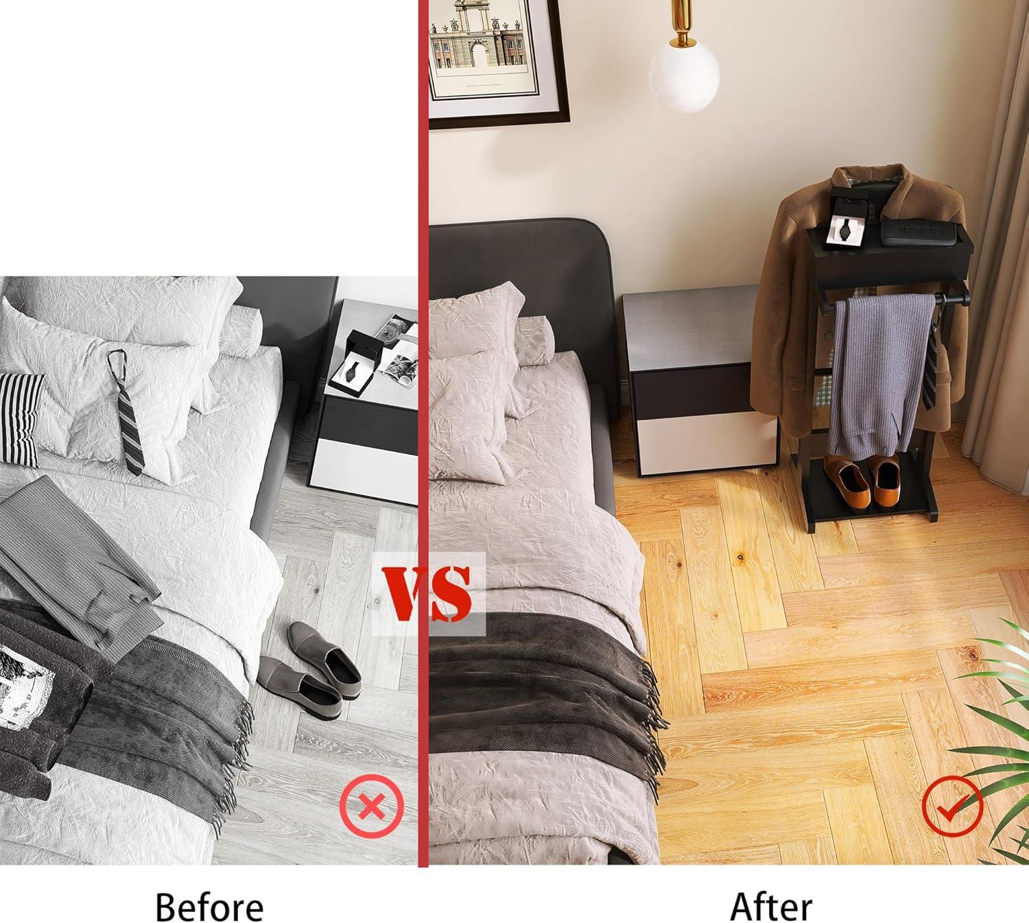 Lark Manor™ Portable Garment Rack Clothes Valet Stand With Storage Organizer Table Entryway Organizer Garment Rack