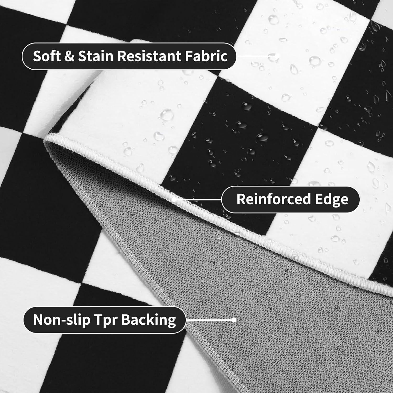 Luxe Weavers Checkered Black and White Geometric 8x10 Area Rug