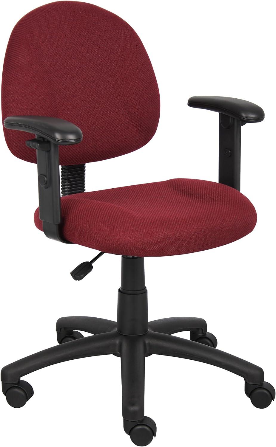 Ergonomic Executive Swivel Chair in Rich Burgundy with Adjustable Arms