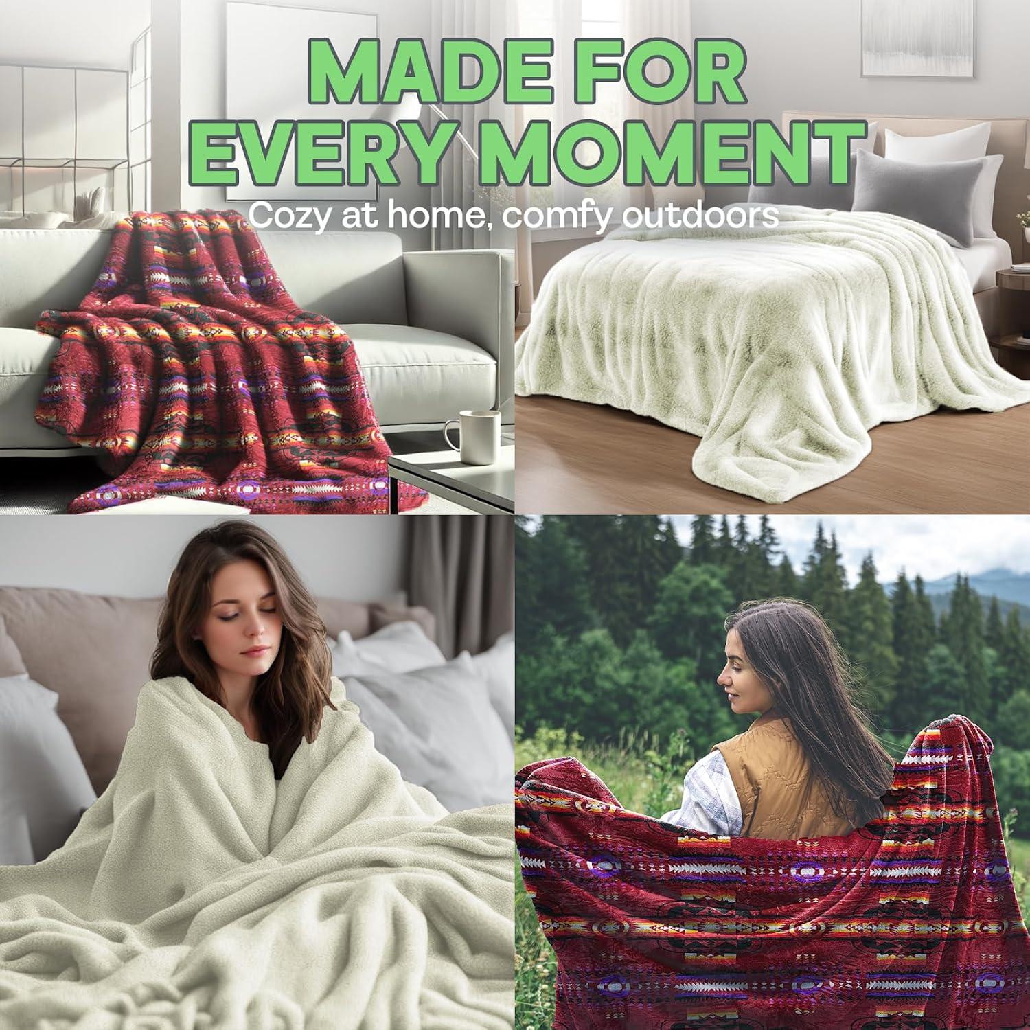 WW Sheets Luxuriously Cozy, Super Warm & Soft Aztec Bed Blanket, Southwestern Style Throw Blanket