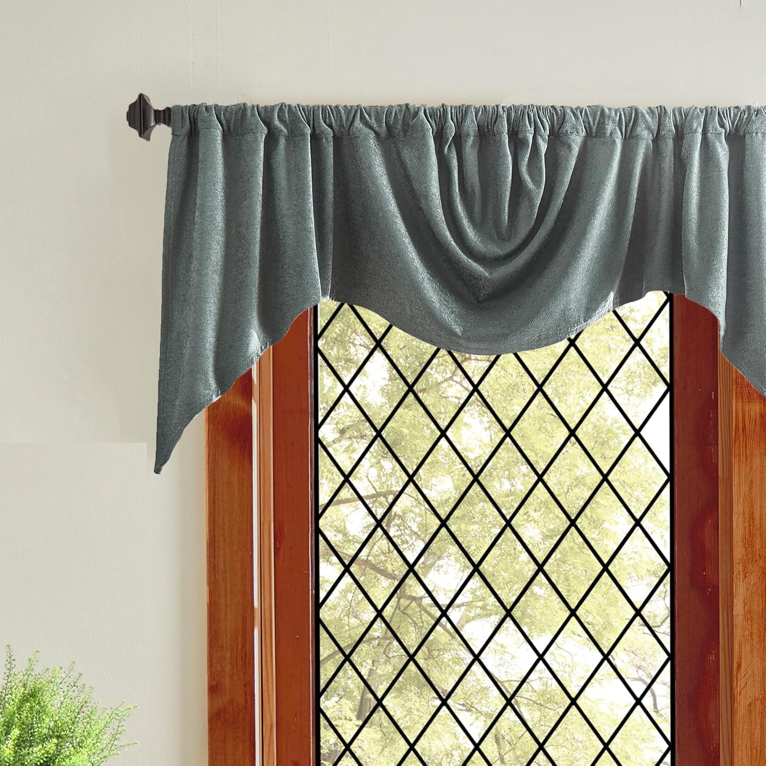 Olive Green Chenille Rod Pocket Window Valance