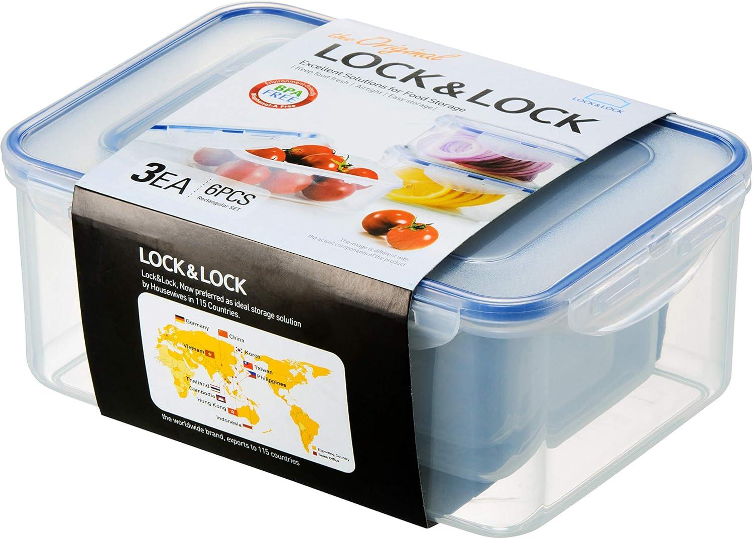 LocknLock Storage Rectangular Food Storage Container Set, 6-Piece