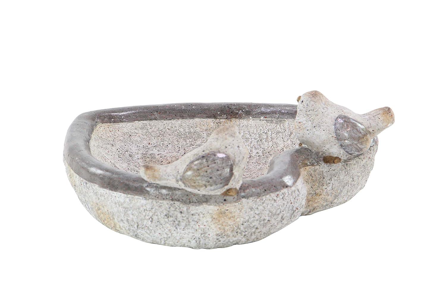 DecMode 6" Indoor Outdoor Bird Garden Sculpture with Bath Bowl