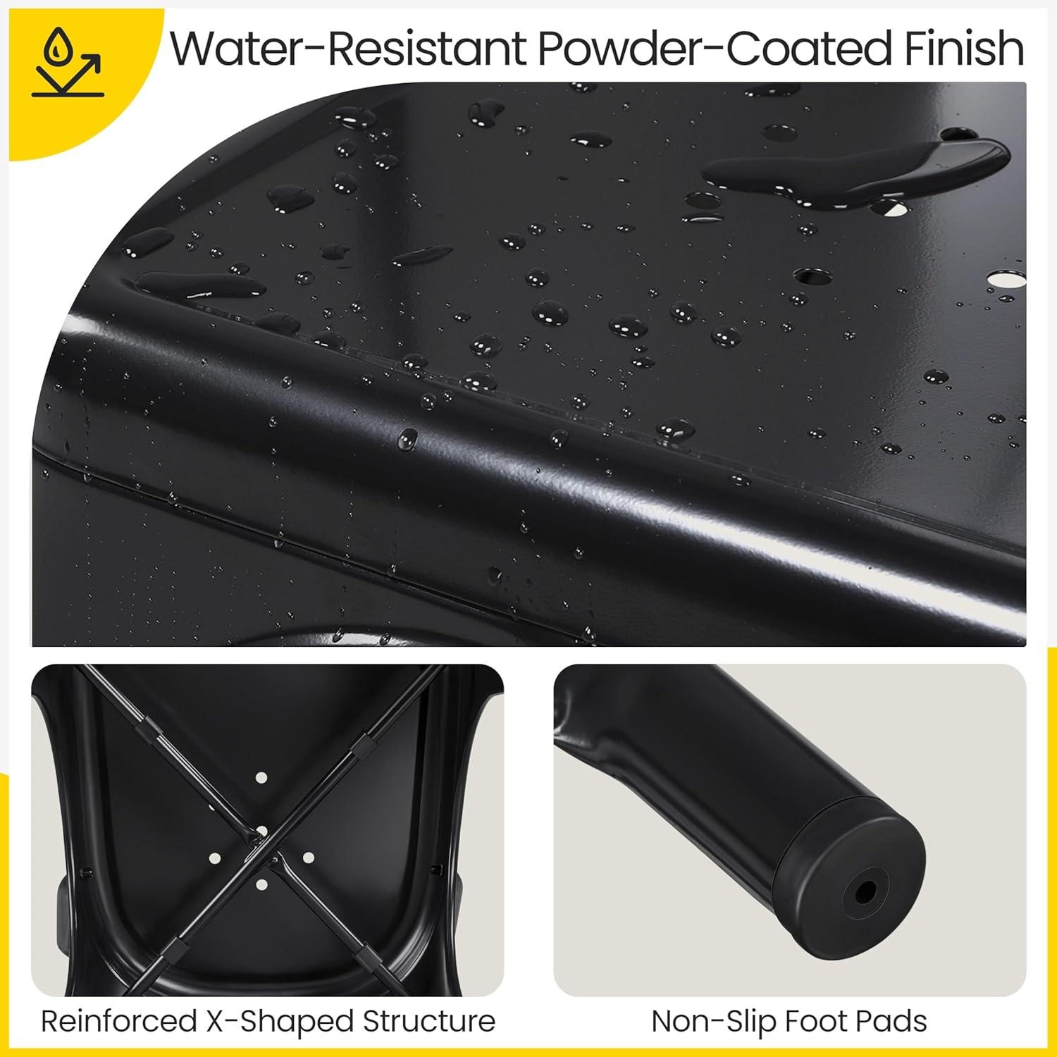 Metal Chairs Set of 4, Stackable Metal Patio Chairs 18 Inch Seat Height, Indoor/Outdoor Tolix Side Chair with Back, 330LBS Weight Capacity, Chic Kitchen Dining Chairs, Black