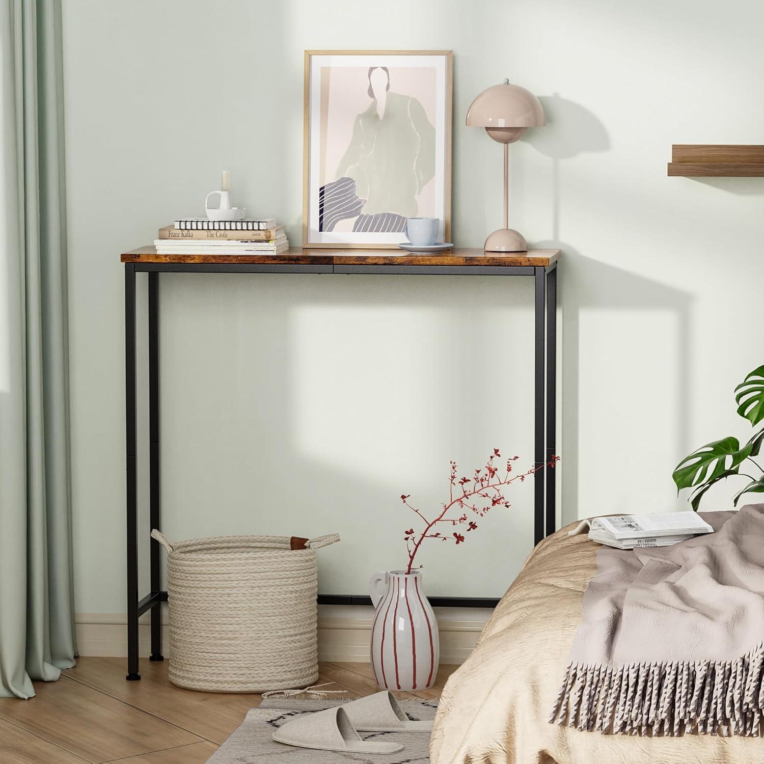 Narrow Console Table, 29.5" Small Entryway Table, Thin EntranceTable, Sofa Table, Behind Couch Table, DisplayTable, for Hallway, Bedroom, Living Room, Foyer, Corridor, Office, Rustic Brown