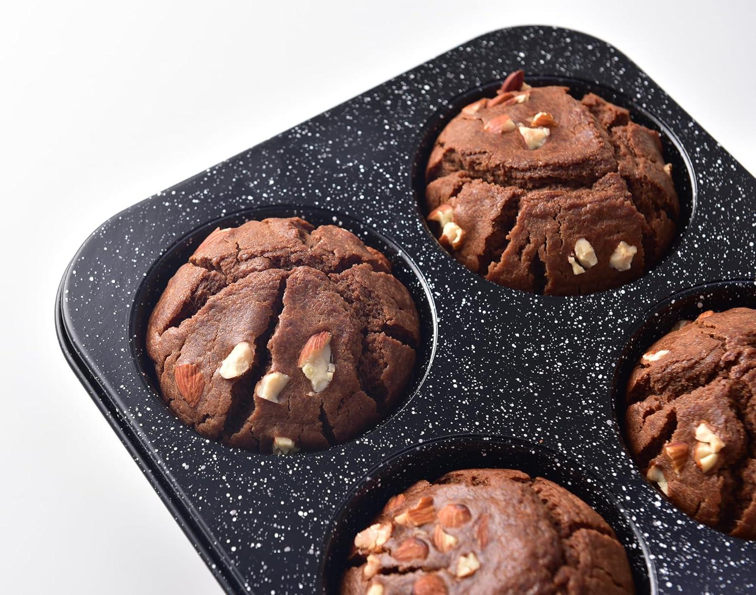 Gray Granite Non-Stick Jumbo 6-Cup Muffin Pan