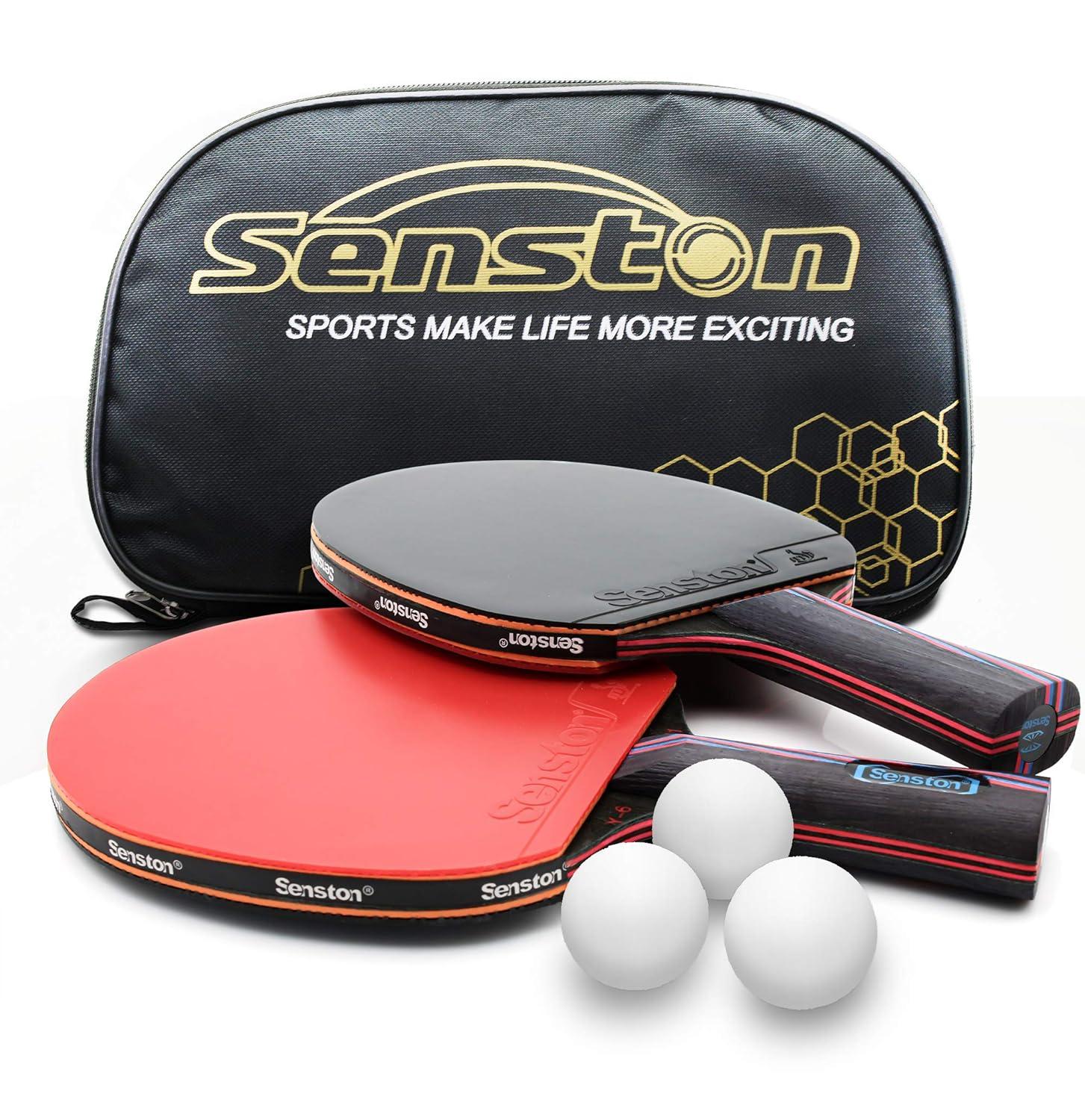 Senston Professional Table Tennis Paddles Advance Intermediate Ping Pong Paddles Set of 2, Table Tennis Racket with Carry Case…