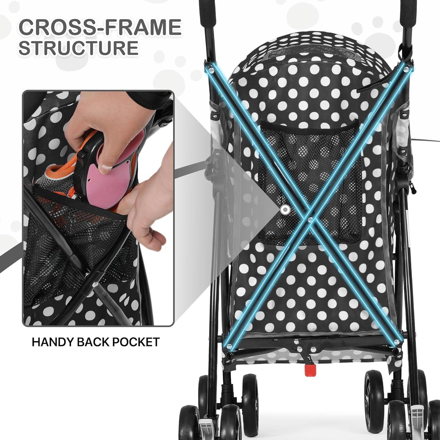 Pet Stoller Dog Cat Stoller Comfortable Lightweight Stroller With Adjustable Canopy