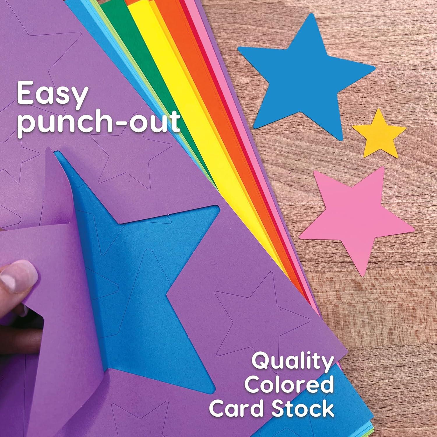 240 Pieces Star Cutouts, 2-Sided US Made Card Stock Punch Out Multicolor Stars for Bulletin Boards, Classroom Decor, Back to School DIY Craft Projects, Party Decoration, Hollywood Themed Events