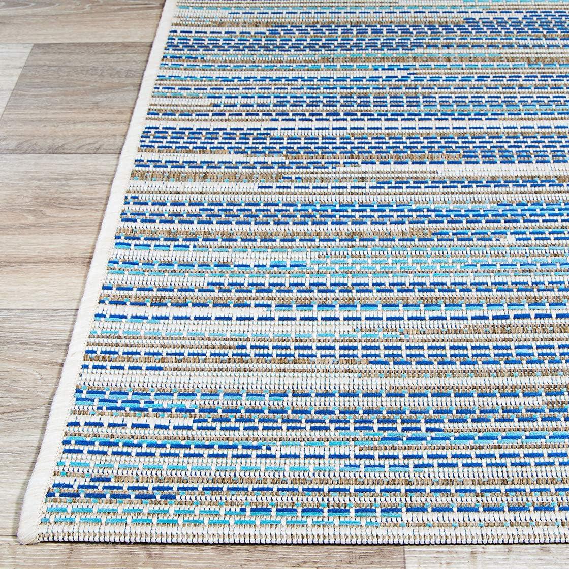 Couristan Monaco Alassio Indoor / Outdoor Area Rug, Sand-Azure Blue-Turquoise, 3'9" x 5'5"