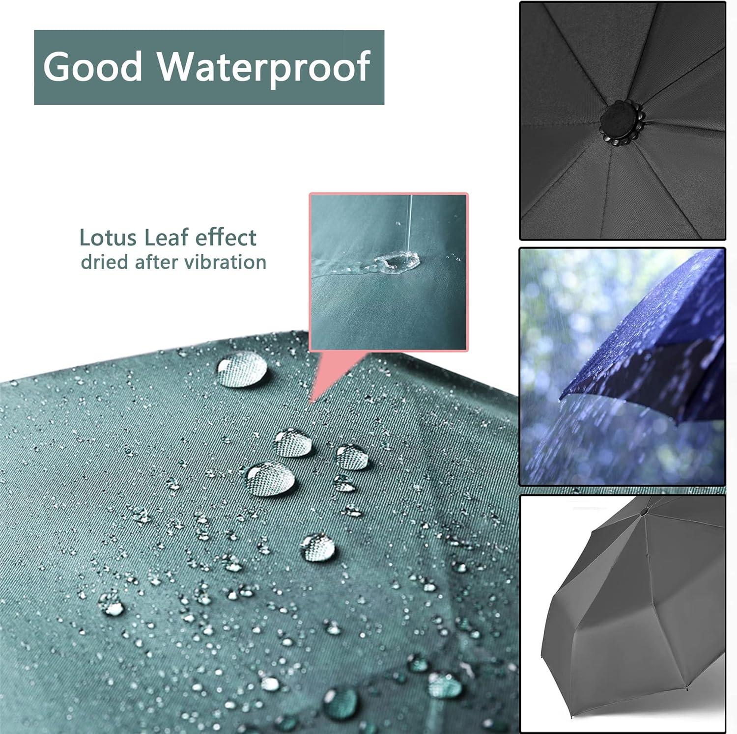 THINK STUDIO Paraguas de Viaje a Prueba de Viento, Paraguas Plegable de Mochila Portátil Compacto y Ligero con Cierre Automático