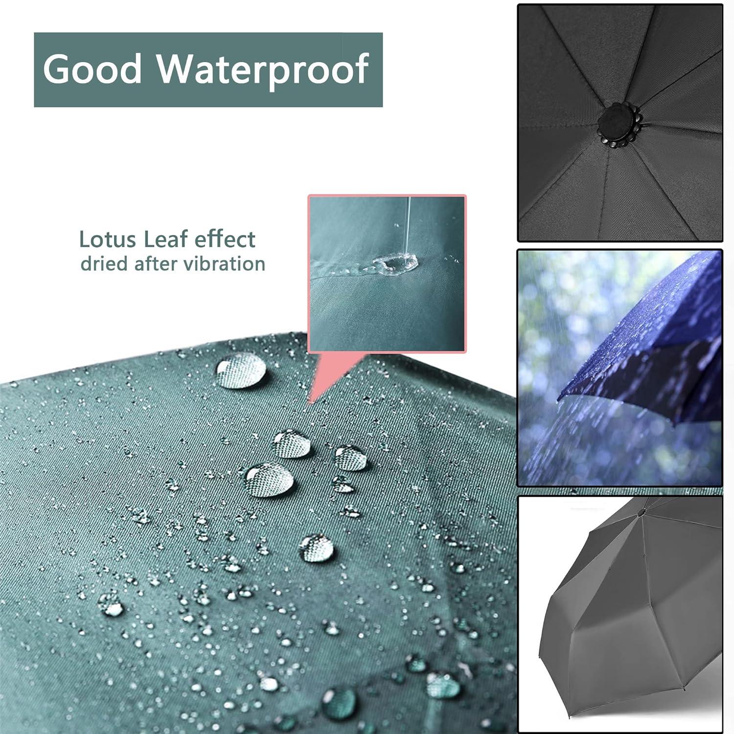 THINK STUDIO Paraguas de Viaje a Prueba de Viento, Paraguas Plegable de Mochila Portátil Compacto y Ligero con Cierre Automático