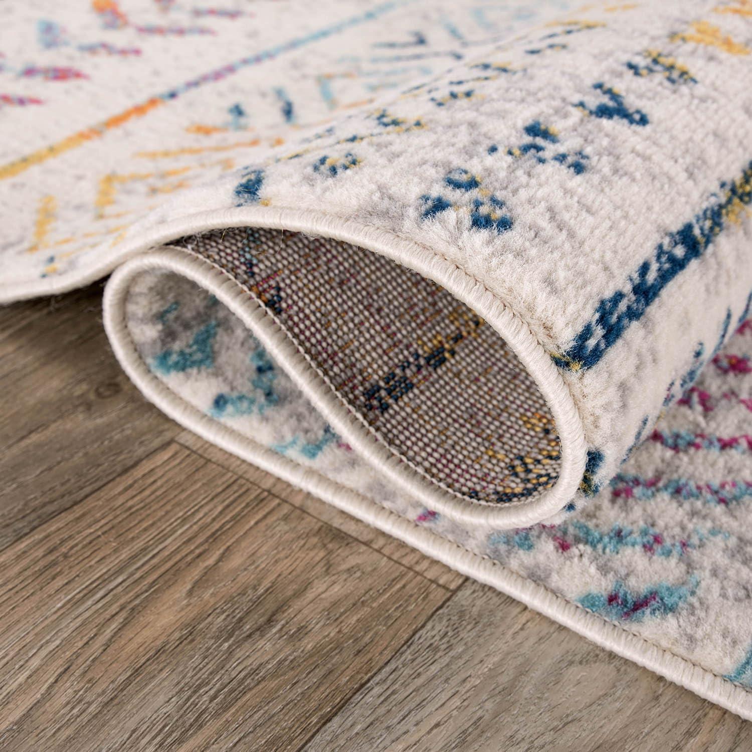 World Rug Gallery Geometric Distressed Bohemian Multicolored 2' x 7' Runner Rug