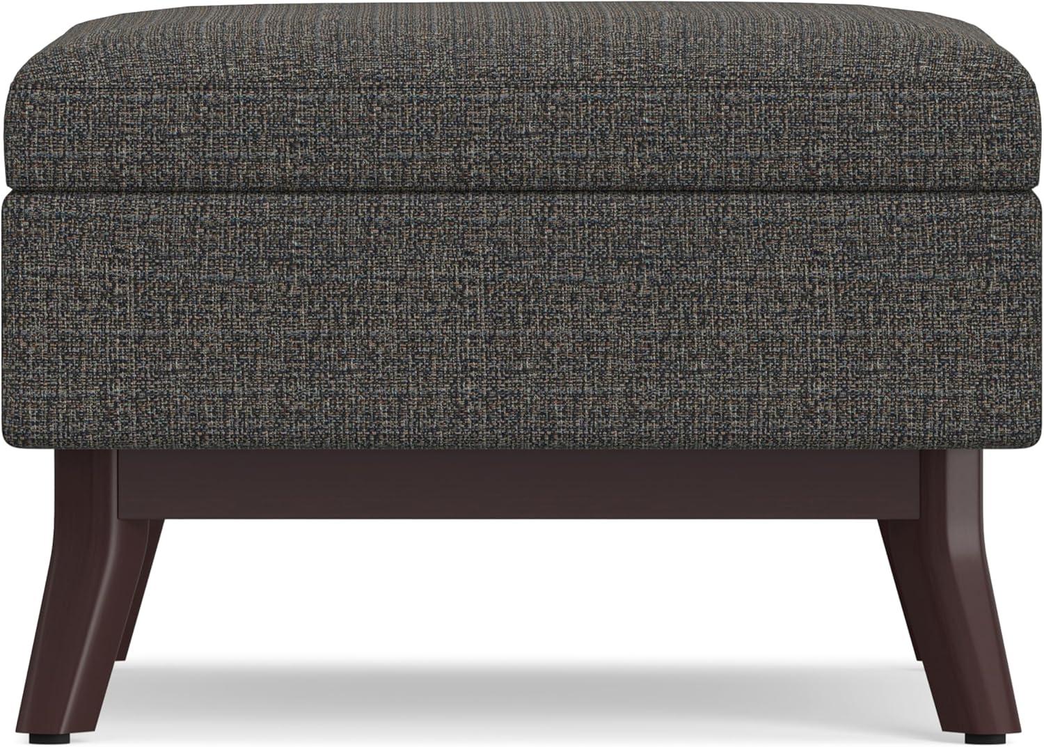 Simpli Home Owen 34"W Upholstered Coffee Table Storage Ottoman with Lift Top and Solid Wood Legs