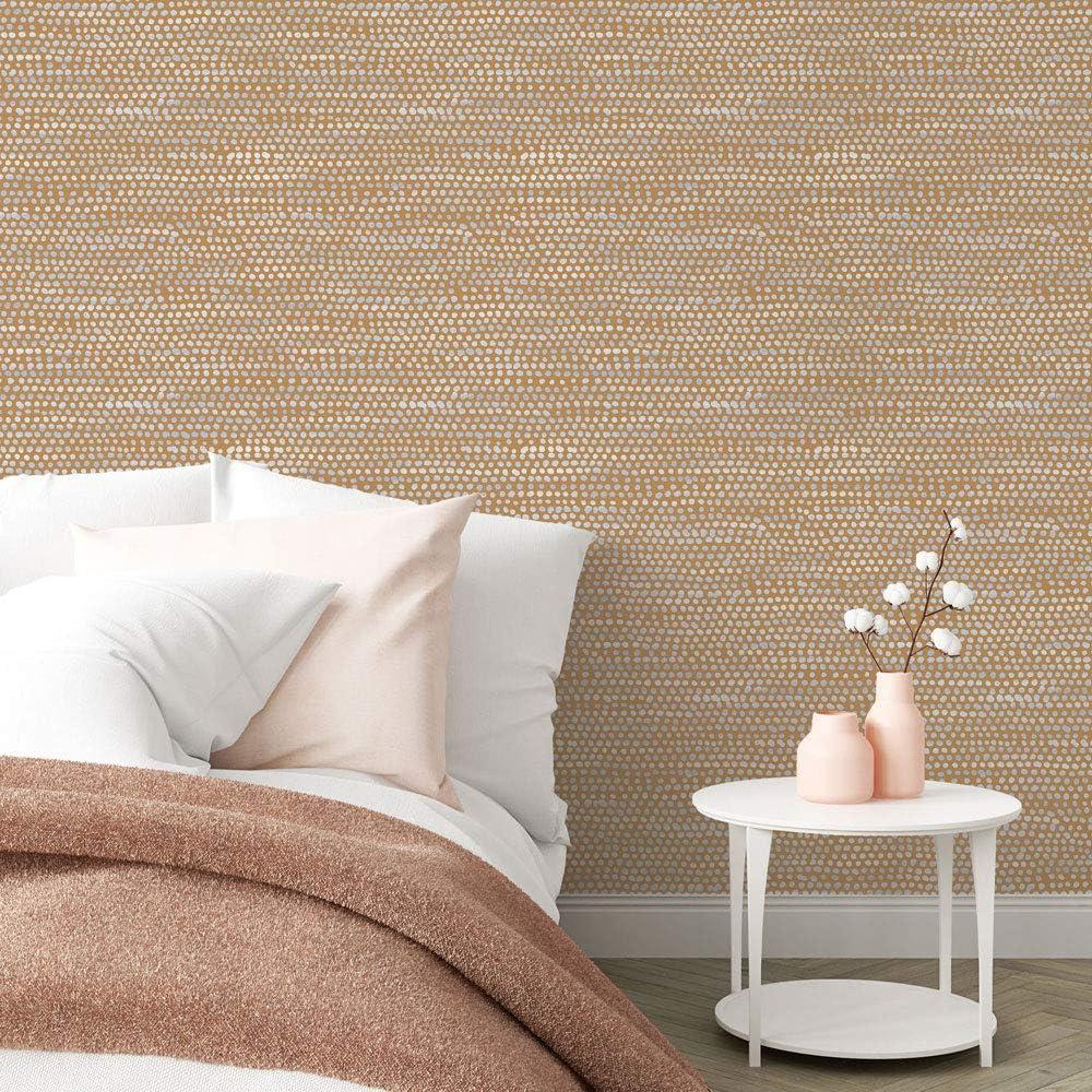 Tempaper & Co. Moire Dots Removable Peel and Stick Wallpaper, Toasted Turmeric Dots, 28 sq. ft.: Vinyl, Self-Adhesive, Modern Decor