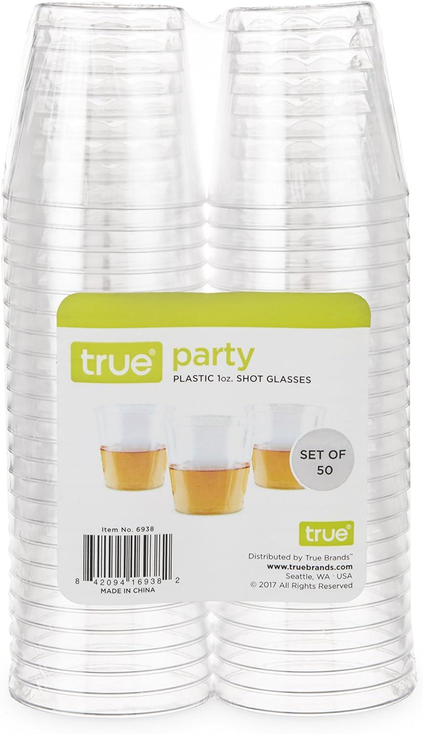 True Party Disposable Shot Glasses, Clear Plastic Drinking Glasses, Whiskey Cocktail Plastic Tumblers, Party Wedding Supplies, 1oz Set of 50