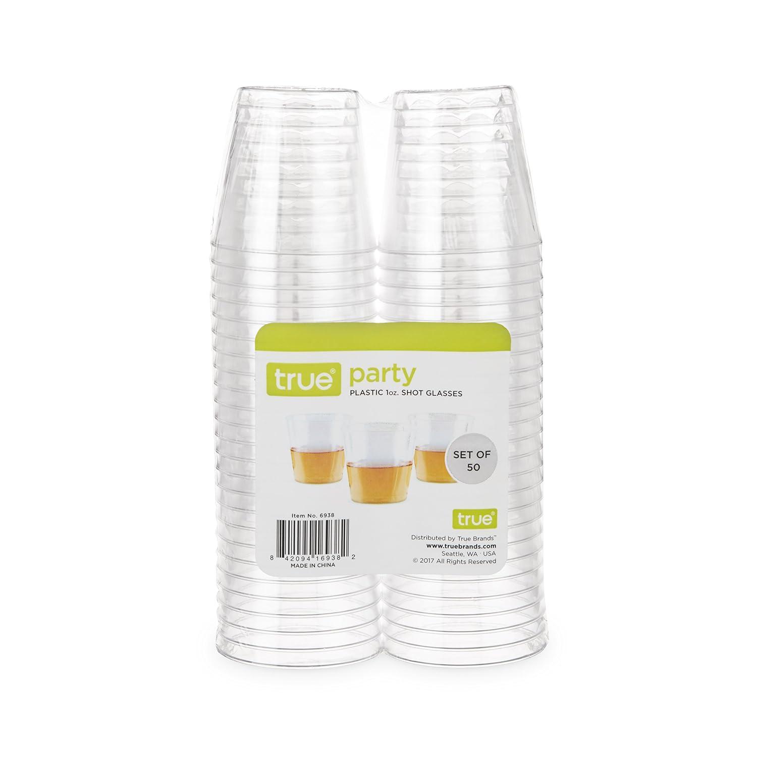 True Party Disposable Shot Glasses, Clear Plastic Drinking Glasses, Whiskey Cocktail Plastic Tumblers, Party Wedding Supplies, 1oz Set of 50