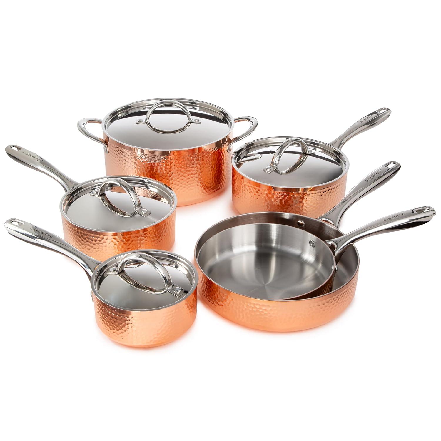 BergHOFF BergHOFF Vintage 10 Piece Hammered Copper Cookware Set