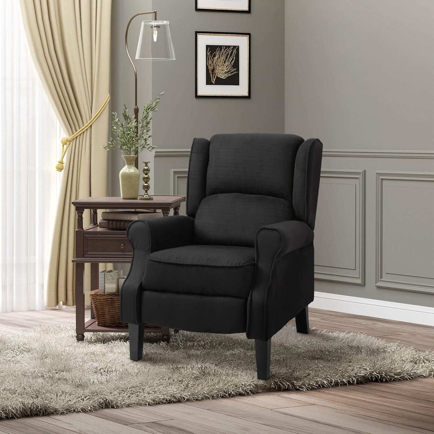HOMCOM Wingback Heated Vibrating Massage Chair, Accent Sofa Vintage Upholstered Massage Recliner Chair, Black