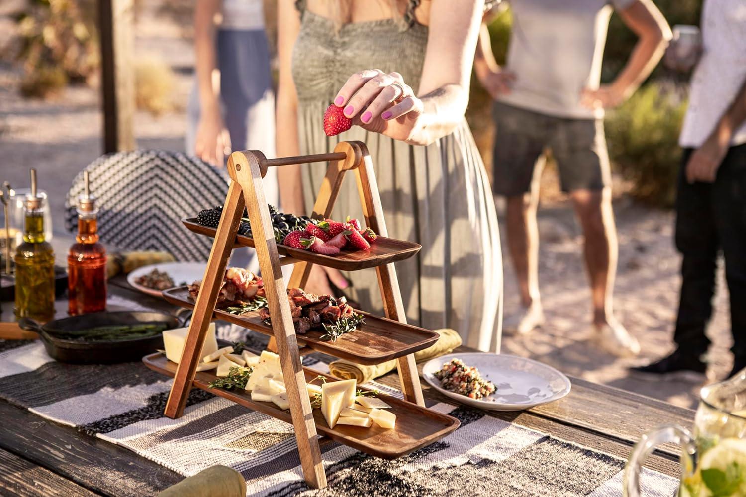 Union Rustic 3 Tiered Serving Tray - Charcuterie Boards - Wood Serving Platters Austyn