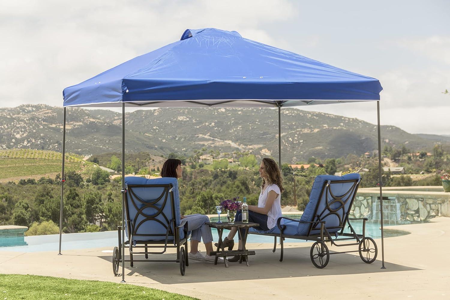 Blue 10x10 Steel Pop-Up Canopy Tent with Carry Bag