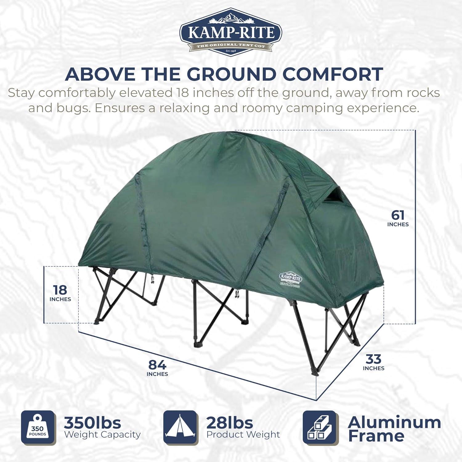 Kamp-Rite Green Extra Large Collapsible Tent Cot with Carry Bag