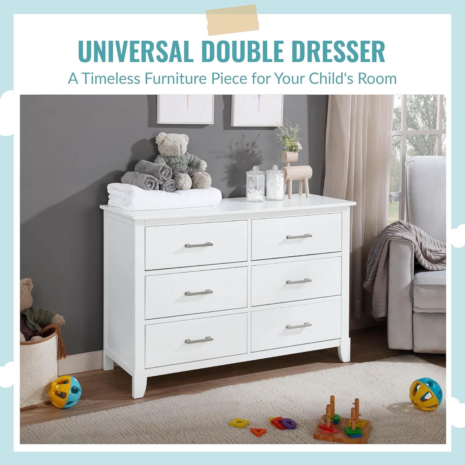 Dream On Me Universal Double Dresser in White, Model #599-WHITE