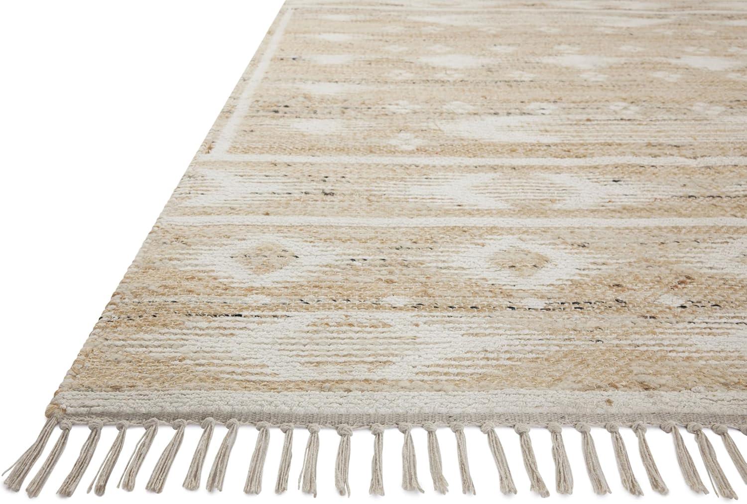 Ivory and Natural Flat Woven Reversible Wool Cotton Rug Sample