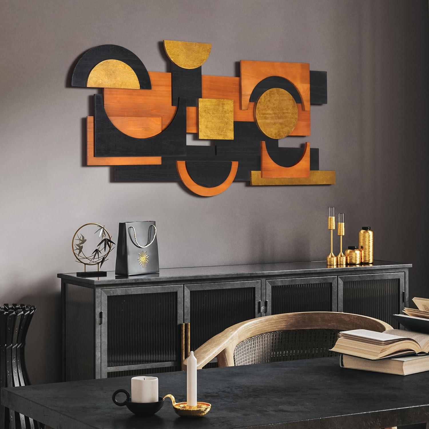 'Amber Embraces II' Hand Made & Hand Finished Dimensional Solid Paulownia Wood Abstracts Wall Art