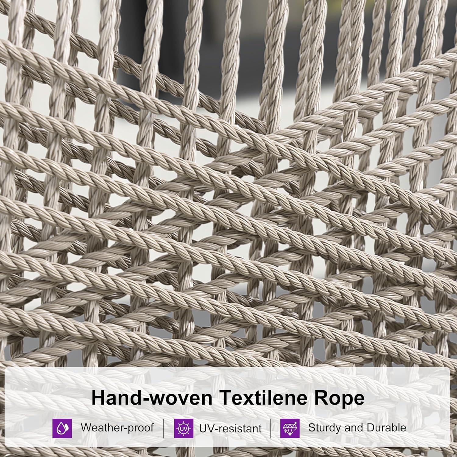 PURPLE LEAF 7 Pieces Patio Dining Set Aluminum Rectangular Table and Wicker Chairs with Cushions for Kitchen Porch Garden Modern Outdoor Furniture Sets, Beige and Dark Grey