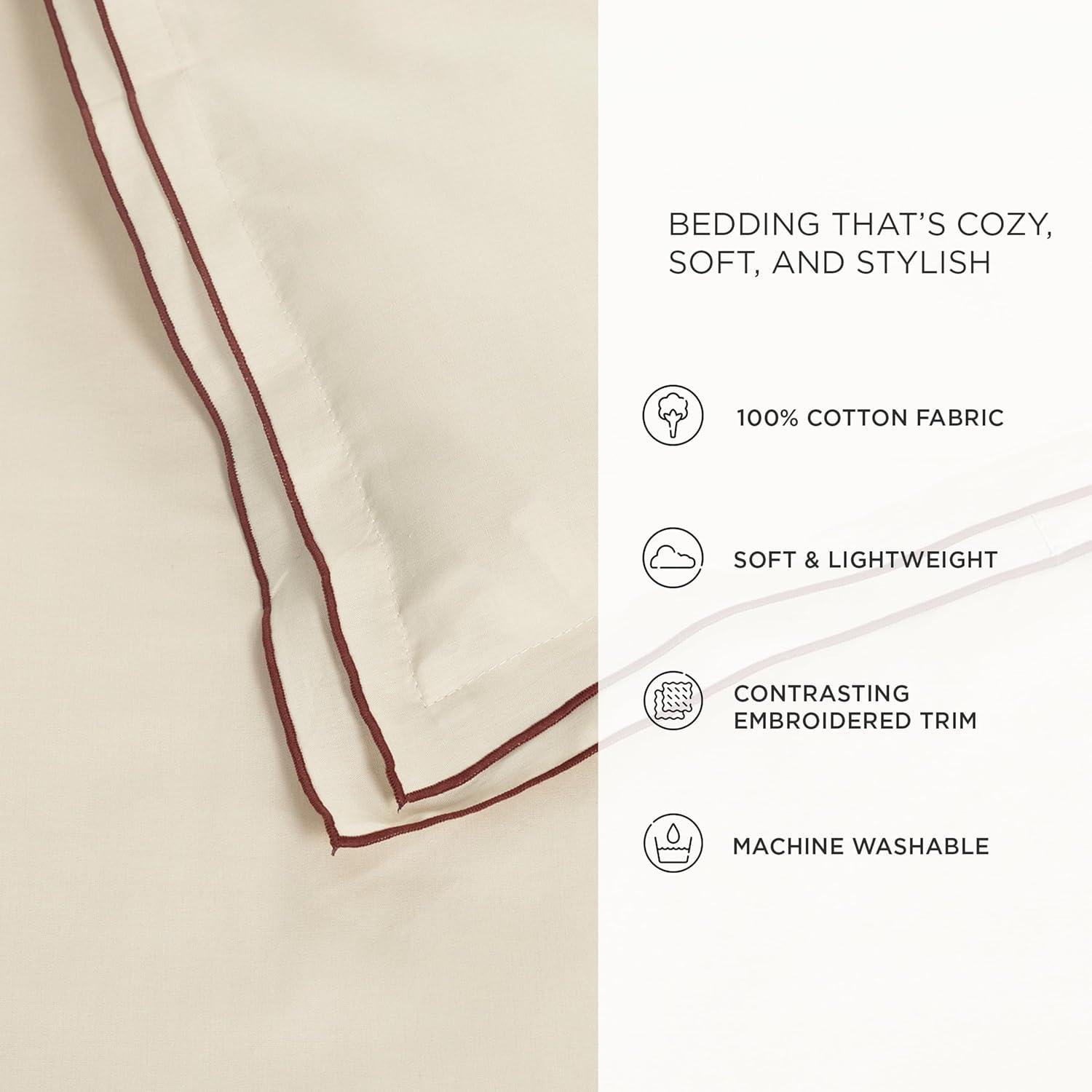 Hampton Double Flange Embroidered Contrast Edge Comforter 3 Pieces Set