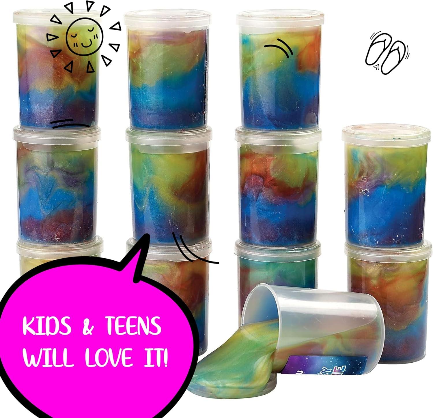 Neliblu Galaxy Slime Kit - 12 Pack of Assorted Unicorn Party Favors, Stress Relief Toys for Kids, DIY Decoration