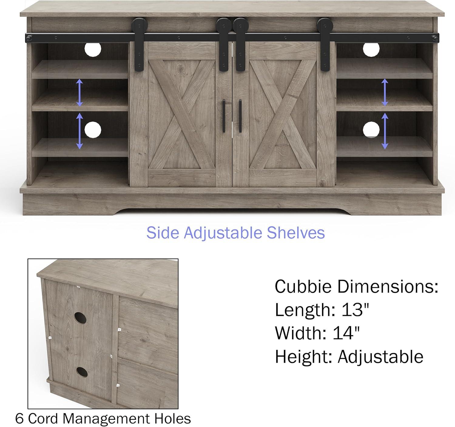 Lavish Home 65-inch TV Stand – 2-Door Entertainment Center, Adjustable Media Console Shelves, Cable Management, Farmhouse Style