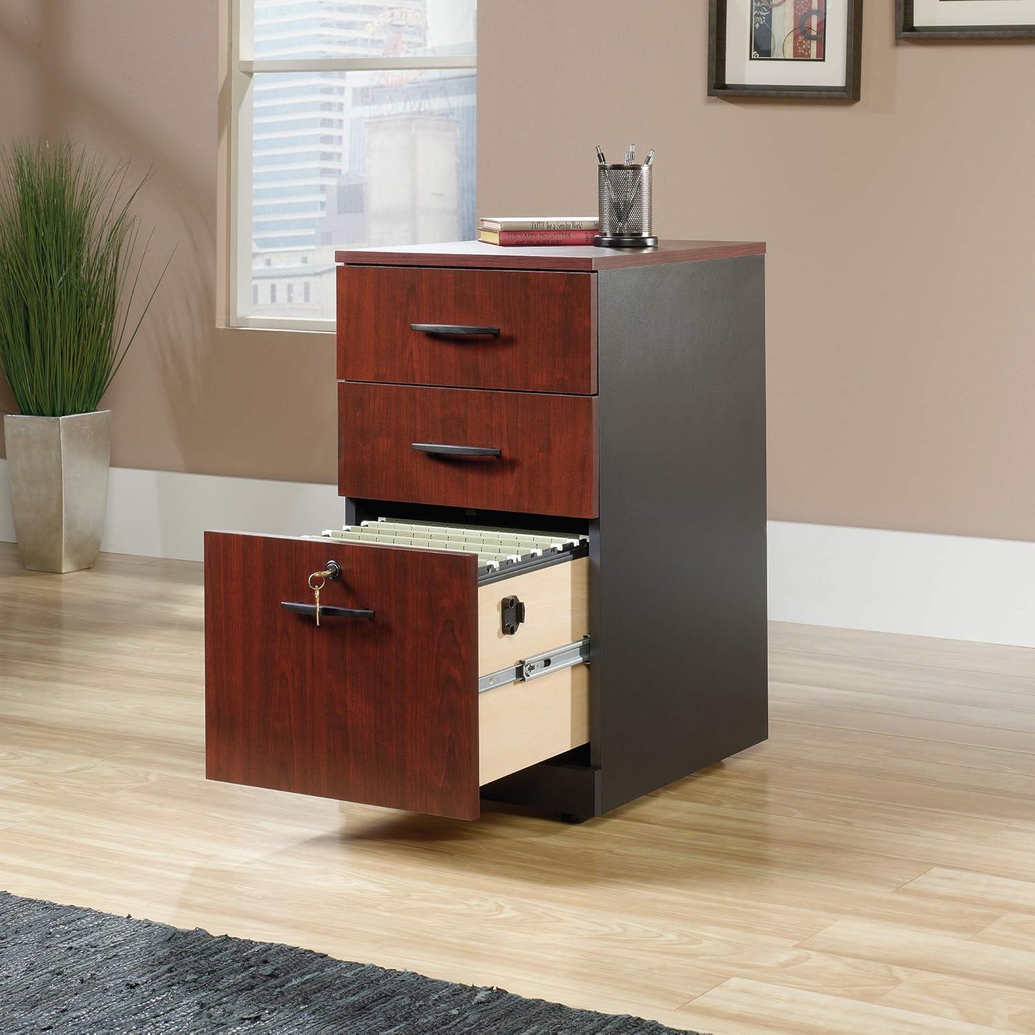 Classic Cherry Mobile 3-Drawer Legal File Pedestal with Lock